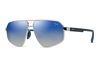 Maui Jim Keawawa DBS620-17 Dual Mirror Blue to SilverShiny Silver w/Dark Blue